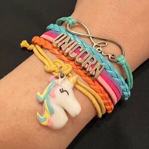 Adjustable Paracord Braided Rainbow Unicorn Bracelet